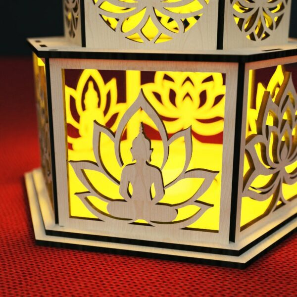 Buddha and Lotus 3 Tiers Candle Holder Laser