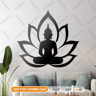 Arte Murale Buddha Lotus – File Laser per