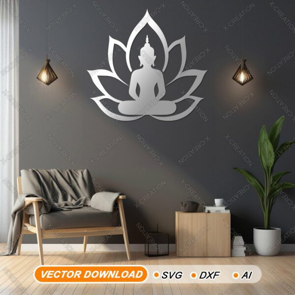 Bouddha Lotus Art Mural | Découpe Laser |