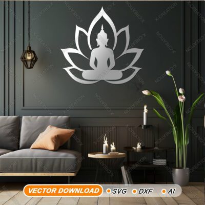 Arte Murale Buddha Lotus – File Laser per