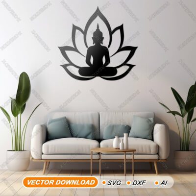 Bouddha Lotus Art Mural | Découpe Laser |