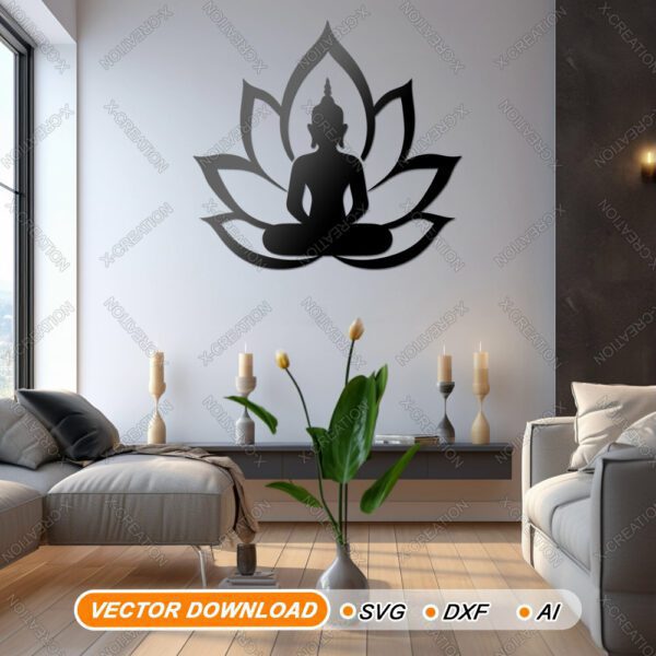 Bouddha Lotus Art Mural | Découpe Laser |