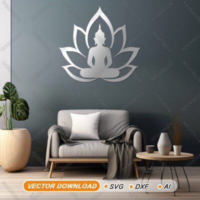 Bouddha Lotus Art Mural | Découpe Laser |