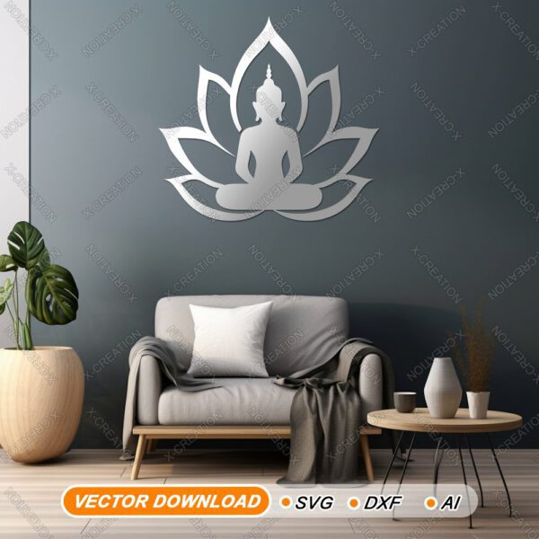 Arte Murale Buddha Lotus – File Laser per