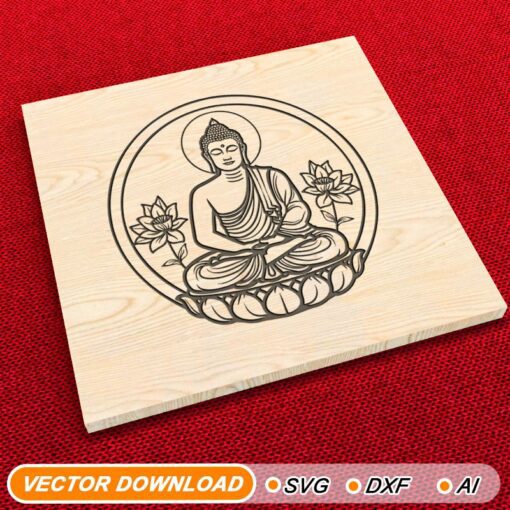 Buddha Meditazione SVG – File per Incisione Laser