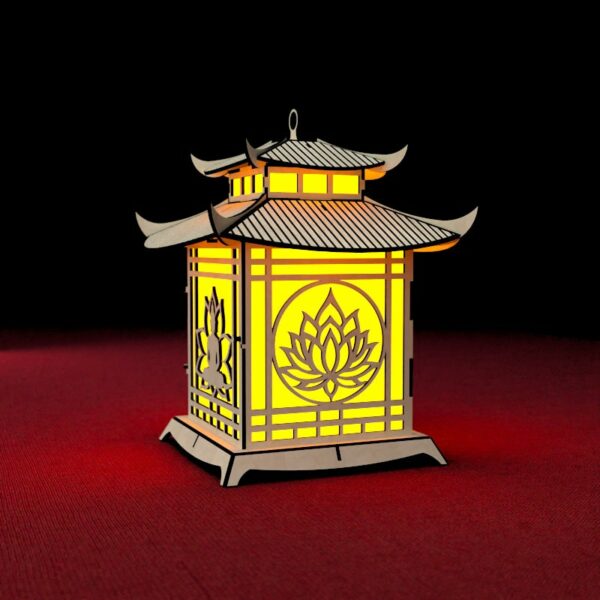 Pagoda Lantern Light Laser Cut File Buddha Lotus