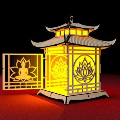 Pagoden-Laterne – Buddha Lotus Kerzenhalter Laser-Schnitt