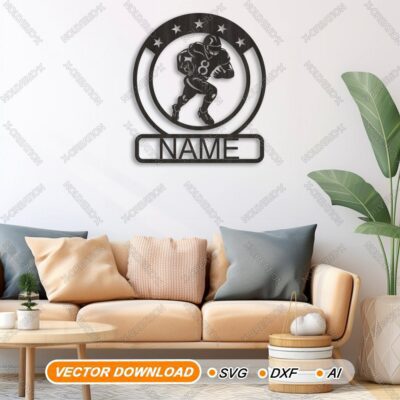 Panneau Nom Football Américain, Découpe Laser Monogramme, SVG