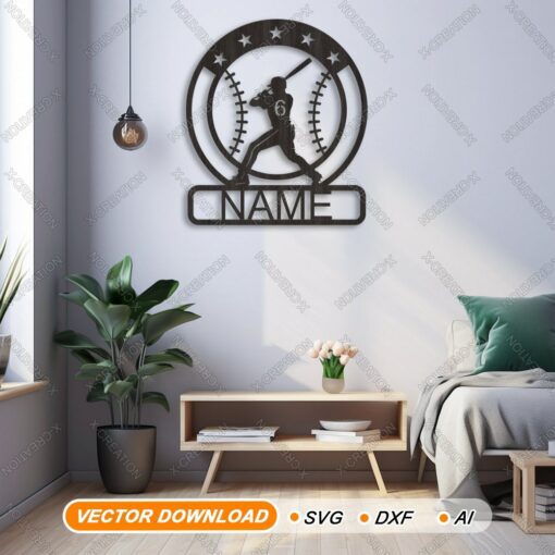 Custom Baseball Name Sign Laser cut file SVG,