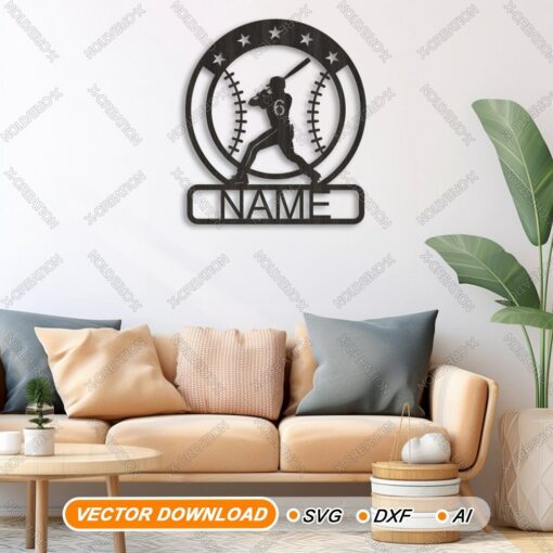 Custom Baseball Name Sign Laser cut file SVG,