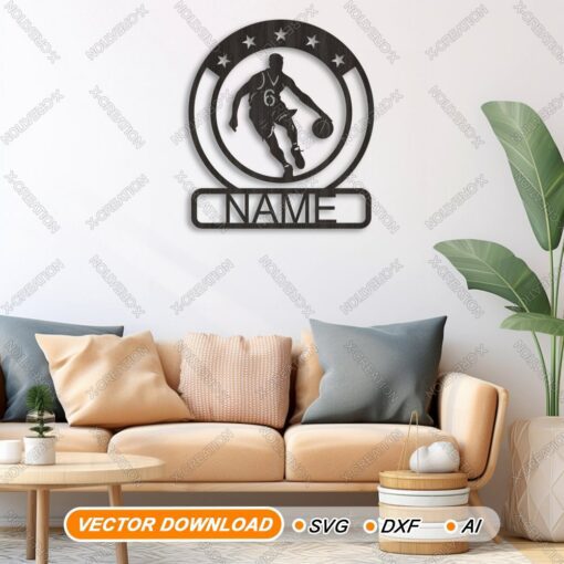 Custom Basketball Name Sign Laser cut file SVG,