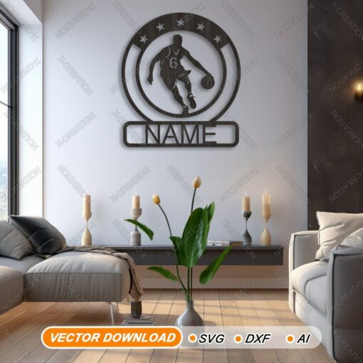 Custom Basketball Name Sign Laser cut file SVG,