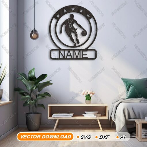 Custom Basketball Name Sign Laser cut file SVG,