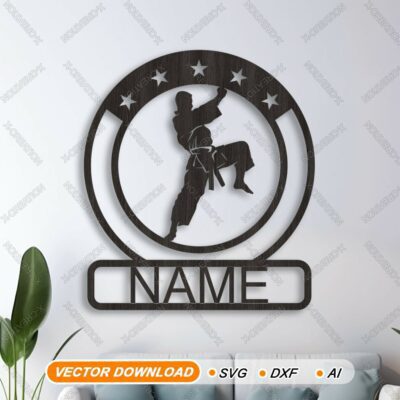 Nom Karaté Découpe Laser Monogramme Art Mural SVG AI DXF