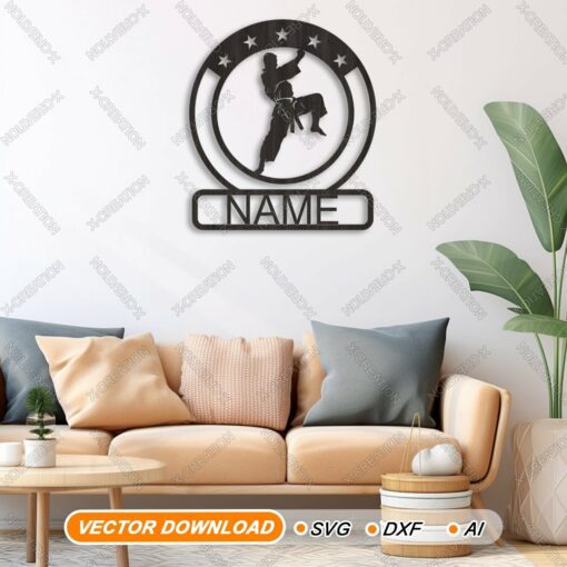 Karate Name-Schild – Laser-Schnitt SVG Datei Wandkunst Download