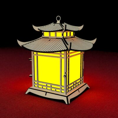 Lámpara pagoda japonesa láser - SVG, DXF, AI