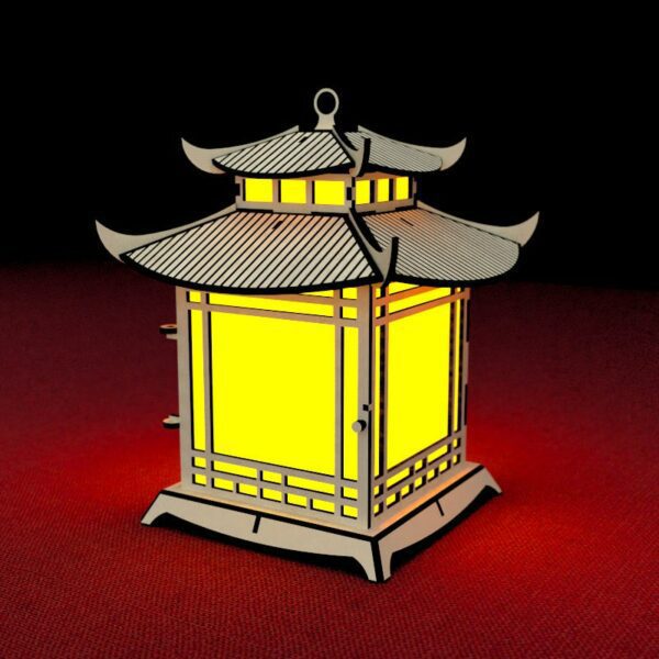 Japanese Pagoda Lantern Laser Cut File Candle Holder