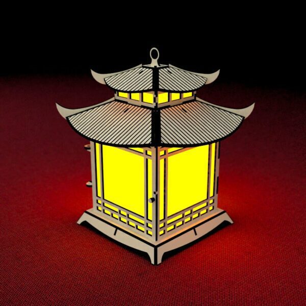 Lanterna Pagoda Giapponese - File Laser Portacandele SVG,