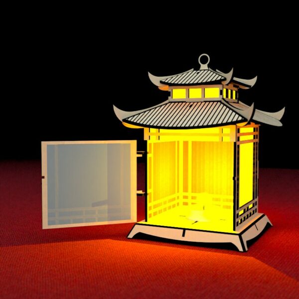 Japanese Pagoda Lantern Laser Cut File Candle Holder