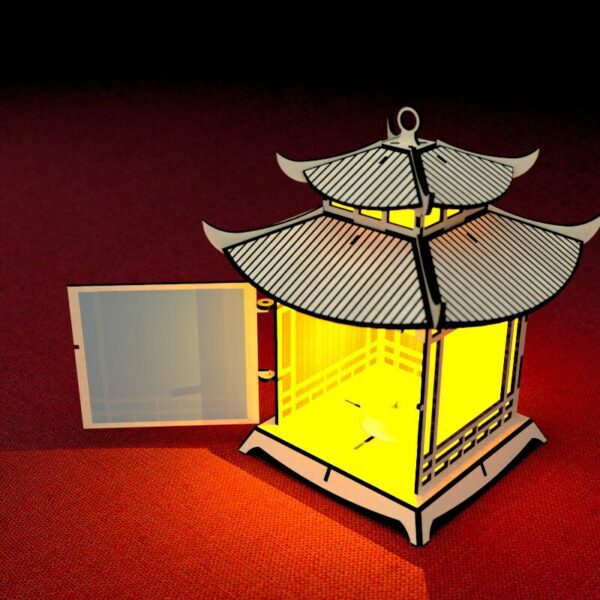 Japanese Pagoda Lantern Laser Cut File Candle Holder