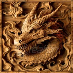 3D Illusion Dragon Laser Engraving PNG | High-Res Design