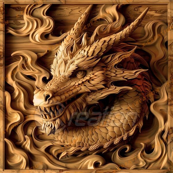 Fichier PNG Dragon 3D pour Gravure Laser |