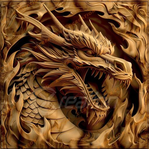 File Laser 3D – Drago PNG per Lightburn