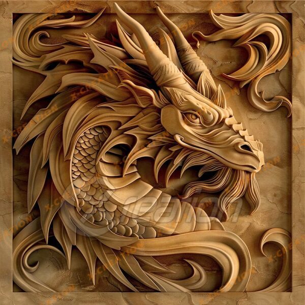 PNG Dragon 3D pour Gravure Laser | Haute