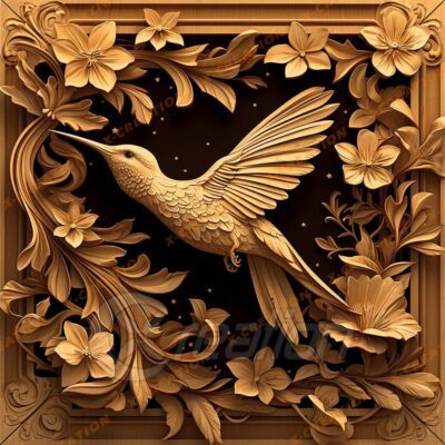 Incisione laser 3D Illusion Hummingbird PNG | Design