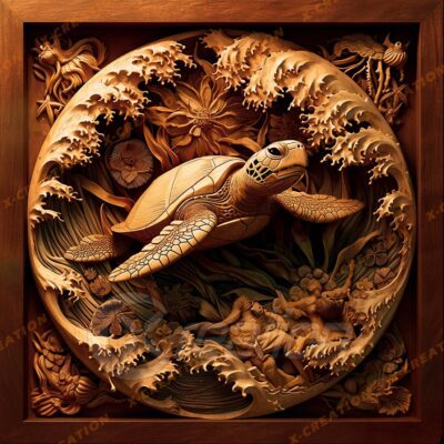 3D Illusion Turtle Laser Engraving PNG | High-Res Design