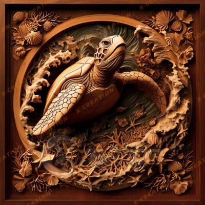 3D Illusion Turtle Laser Engraving PNG | High-Res Design