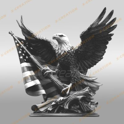 Illusione 3D Incisione Laser - American Flag Eagle,