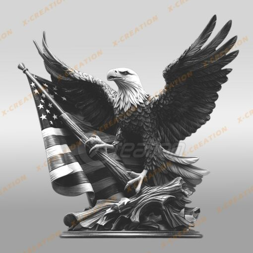 3D Adler Amerikanische Flagge – Lasergravur PNG Datei