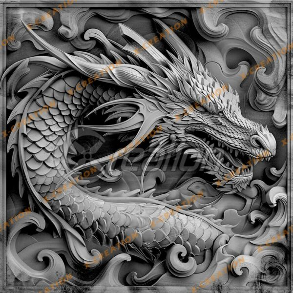 3D-Lasergravur: Hochauflösende PNG-Datei Drache für Glowforge & Co.