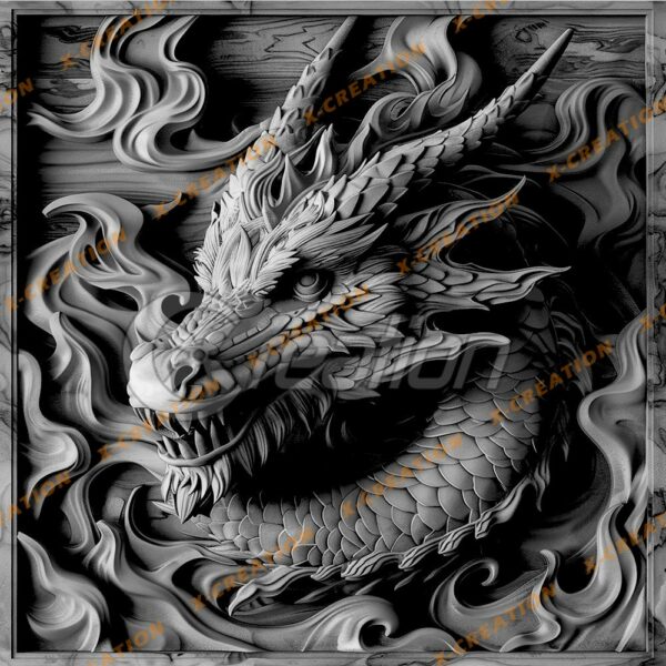 Fichier PNG Dragon 3D pour Gravure Laser |