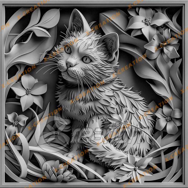 File Laser 3D – Gatto PNG per Lightburn