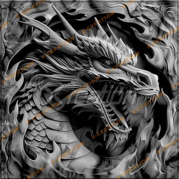 Gravure Laser 3D Dragon | PNG Haute Résolution