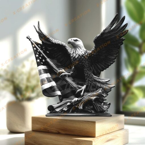 3D Adler Amerikanische Flagge – Lasergravur PNG Datei