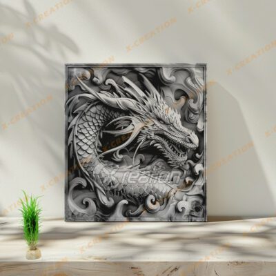 3D-Lasergravur: Hochauflösende PNG-Datei Drache für Glowforge & Co.