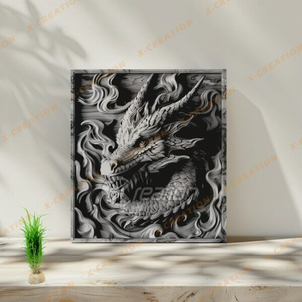 Fichier PNG Dragon 3D pour Gravure Laser |