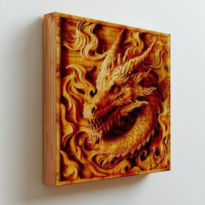 Fichier PNG Dragon 3D pour Gravure Laser |