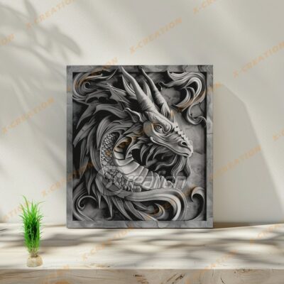 PNG Dragon 3D pour Gravure Laser | Haute