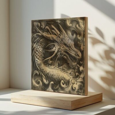 Gravure Laser 3D Dragon | PNG Haute Résolution