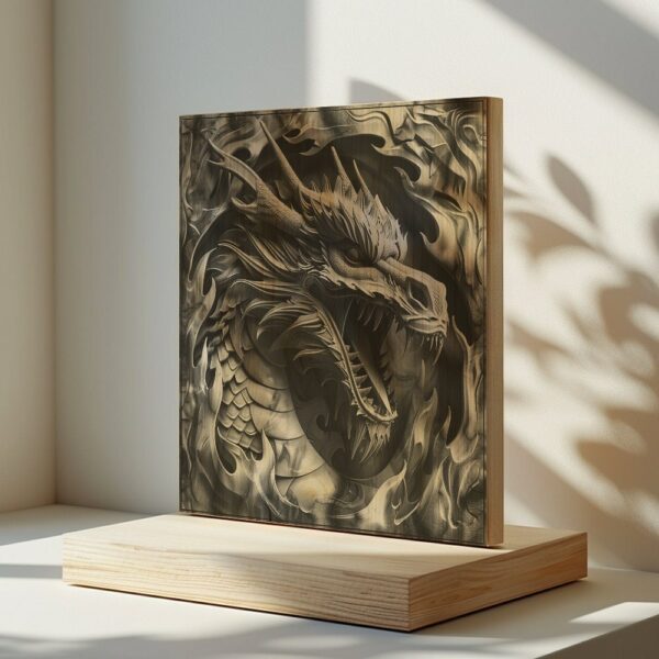 Gravure Laser 3D Dragon | PNG Haute Résolution