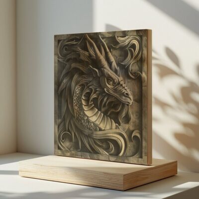 PNG Dragon 3D pour Gravure Laser | Haute