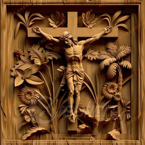 Jésus sur la Croix Gravure Laser 3D PNG