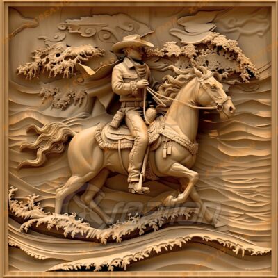 Fichier Gravure Laser 3D Cowboy | PNG Haute