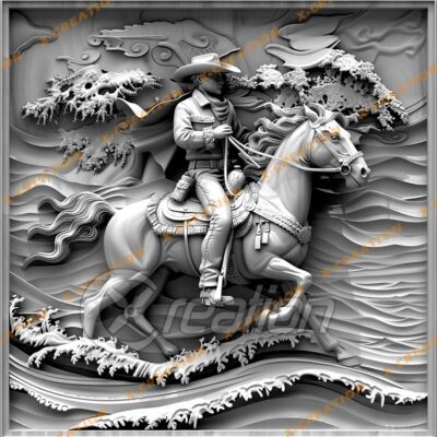 Fichier Gravure Laser 3D Cowboy | PNG Haute