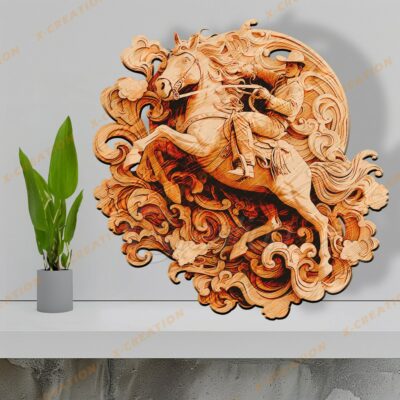 3D Cowboy auf Pferd – Lasergravur HQ PNG