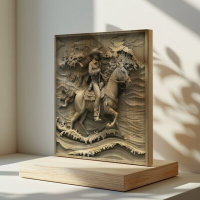 Fichier Gravure Laser 3D Cowboy | PNG Haute